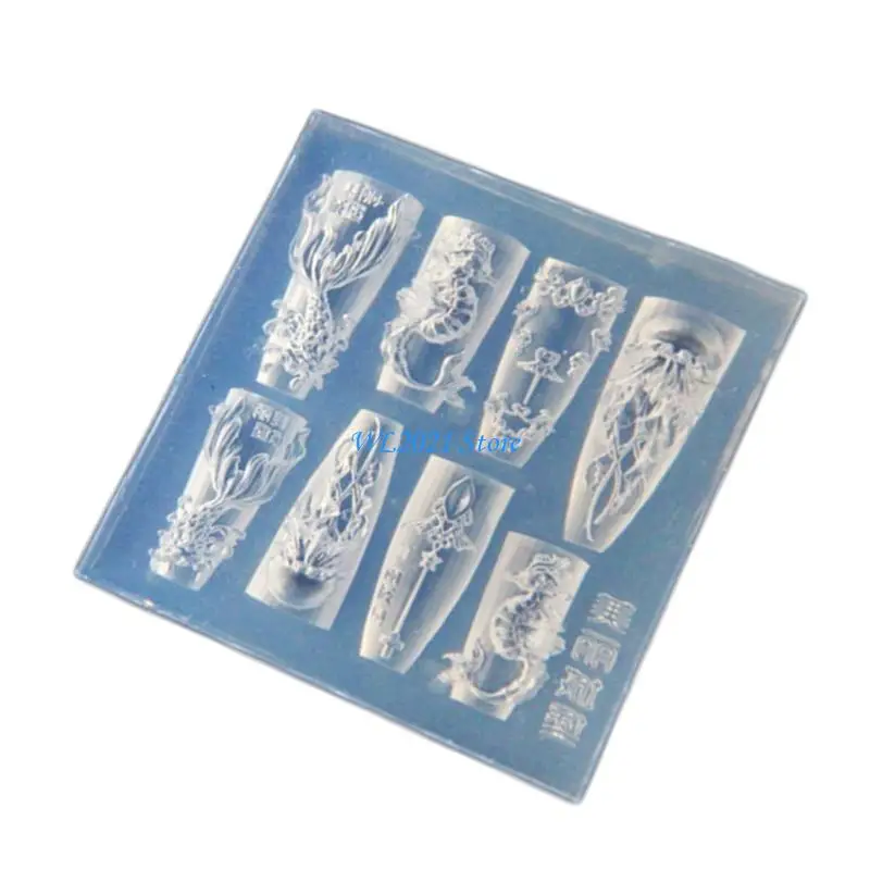 قوالب فن الأظافر السيليكون الفريدة من نوعها مع حوت وقذيفة لإلقاء نظرة أنيقة على المحيط #5