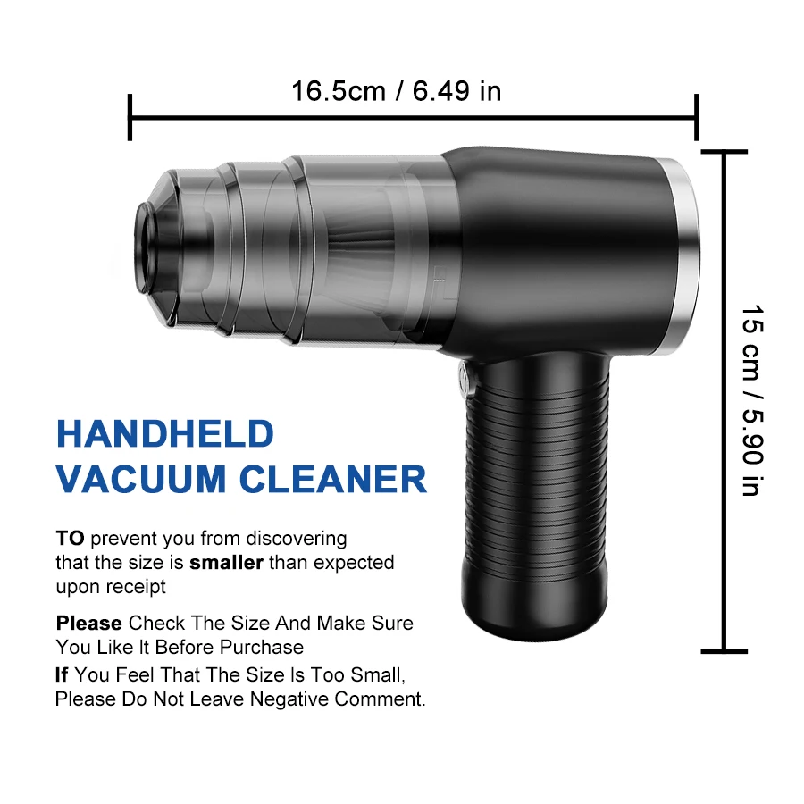 ハンドヘルドコードレス掃除機 TypeC 充電式 車用 家庭用 ペットの毛用 - 軽量 ヘアブラシ付き 延長チューブ付き コンパクト デイリークリーナー