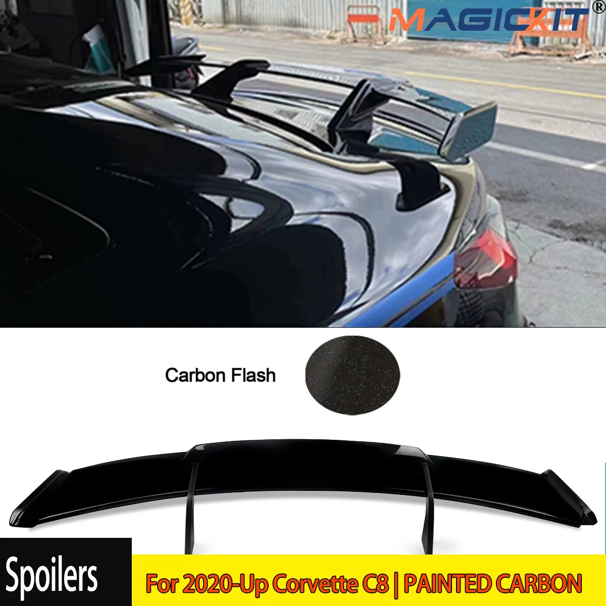 For 2020-Up Corvette C8 | PAINTED CARBON FLASH Rear Trunk Lid High Wing Spoiler