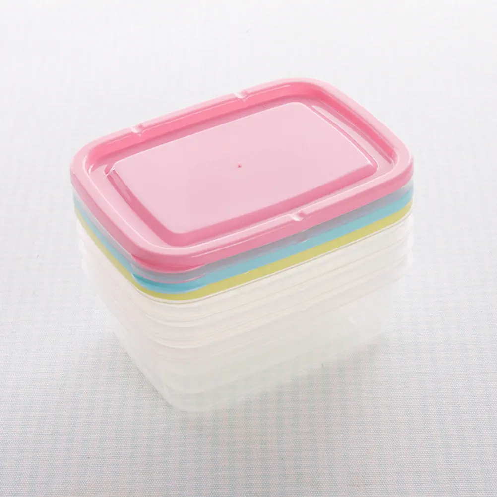 6Pcs Mini Food Storage Boxes Rectangular Plastic Lunch Containers Stackable Sealed Leakproof Microwave Freezer Safe for Meal