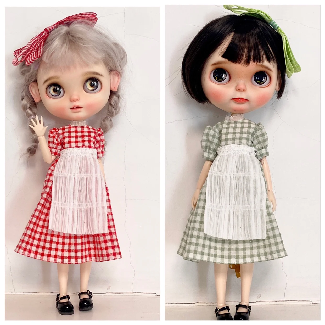 

BJD Blythe Clothes Plaid skirt with apron 1/6 30cm Dolls (Fit for Pullip,Ob24, Licca)