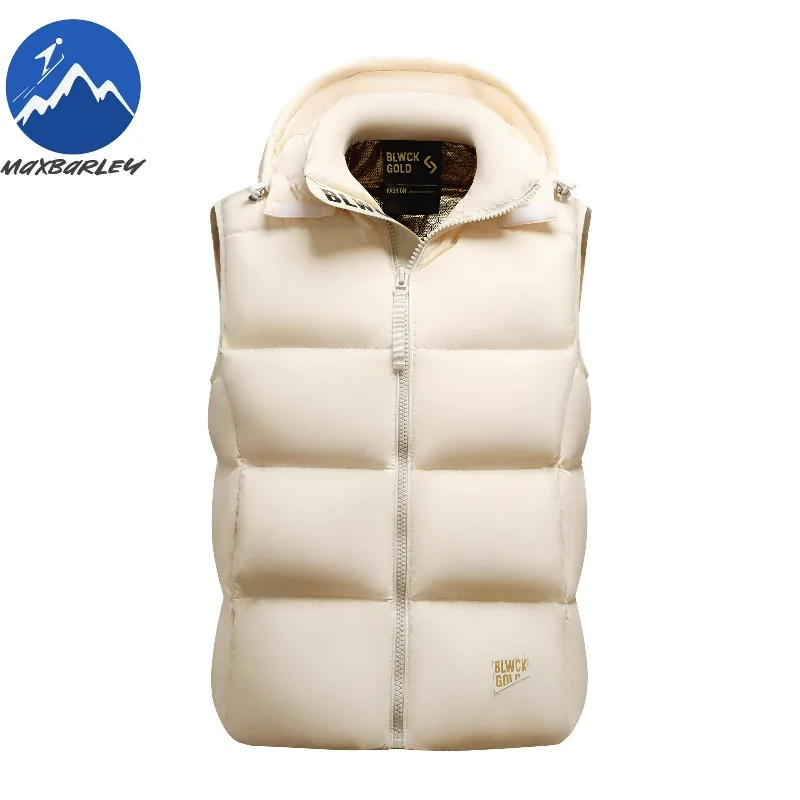 Maxbarley 2025 New Down Jacket Men  Thickened Hooded Hunting Puffer Jacket White Duck Feather Autumn Winter Sleeveless Vest