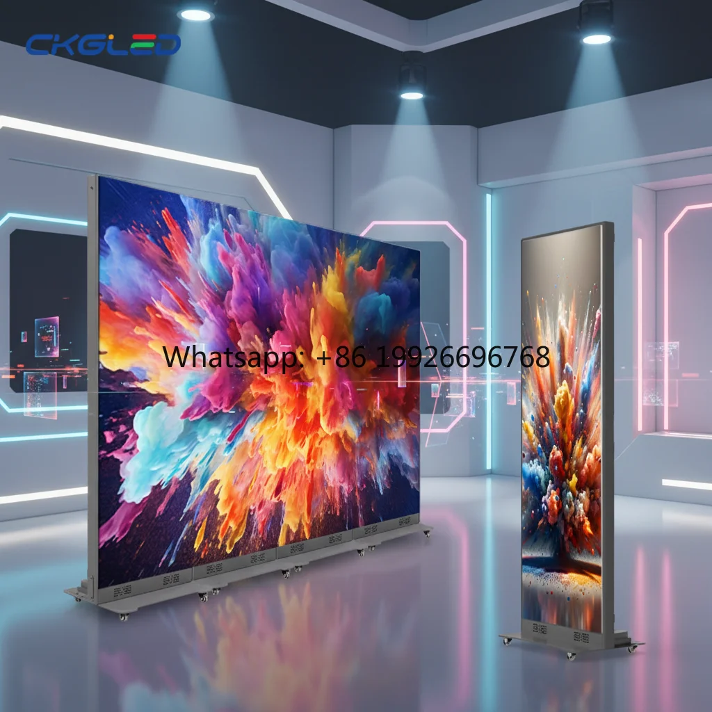 Led Folding Screen Poster Mobile Frameless Video Wall Led Poster Display for Digital Signage and Displays
