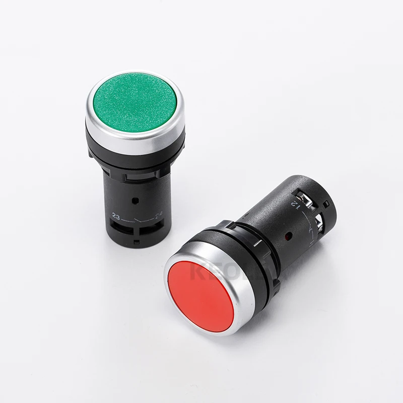 1Pcs LA38-11J 22mm  Self-rest Electrical Push Button Switch Green Red 1NO 1NC 3 Pins Screws Terminals Computer PC