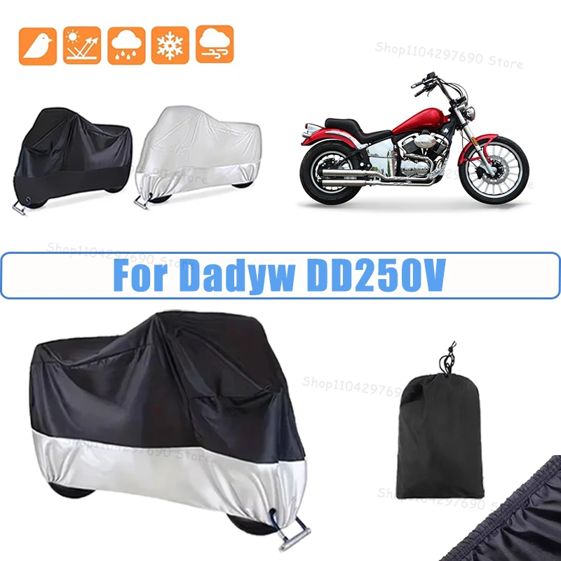 210D Oxford Motorcycle Cover Waterproof All Season UV Protection For Dadyw DD250V Anti-Tear Windproof Motorbike Cover