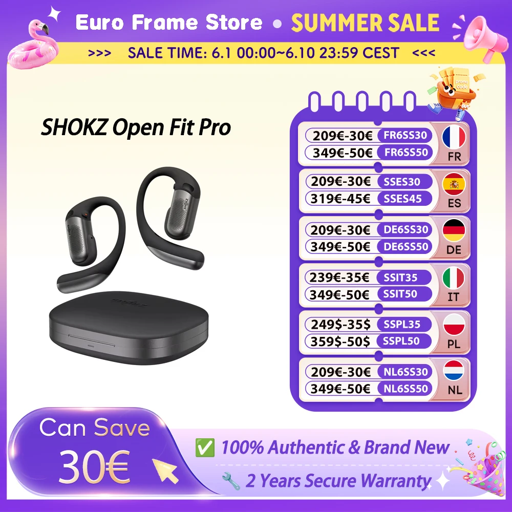 Écouteurs sans fil Shokz OpenFit Pro à conduction osseuse avec réduction de bruit, autonomie de 50h, étanchéité IP55, écouteurs de sport OpenFit Pro Nouveaux