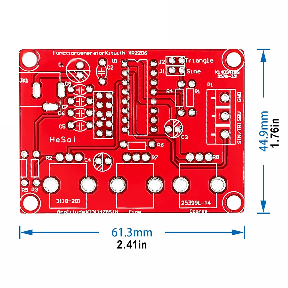 XR2206 Function Signal Generator 1Hz-1MHz Sine/Triangle/Square Output Signal Generator Adjustable Frequency Amplitude DIY Kit