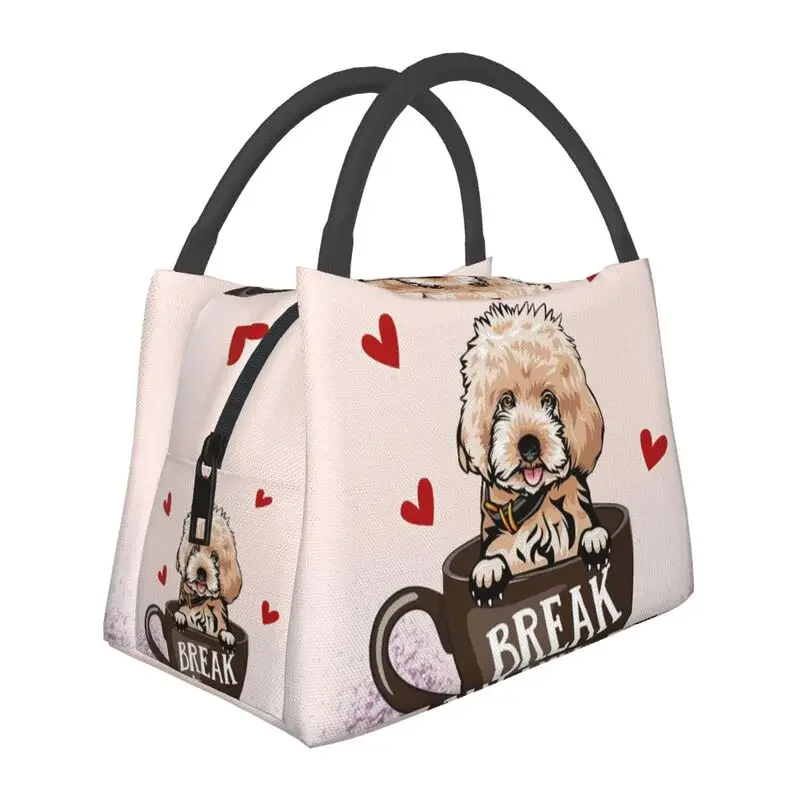 

Break Time Cute Poodle Dog Insulated Lunch Bag for Work Office Pudel Caniche Resuable Thermal Cooler Bento Box Women