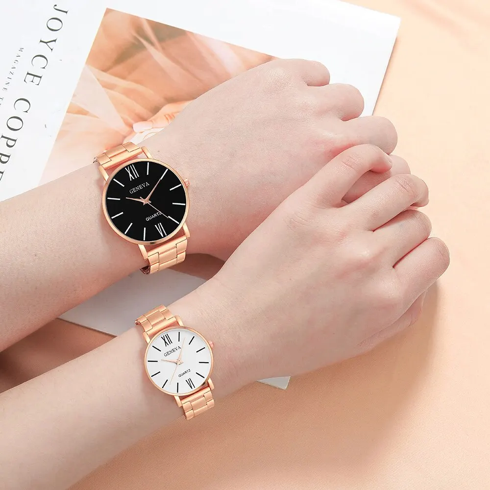 New Couple Simple Watch Fashion Wristwatches For Women And Man Stainless Mesh Quartz Clcok Watch