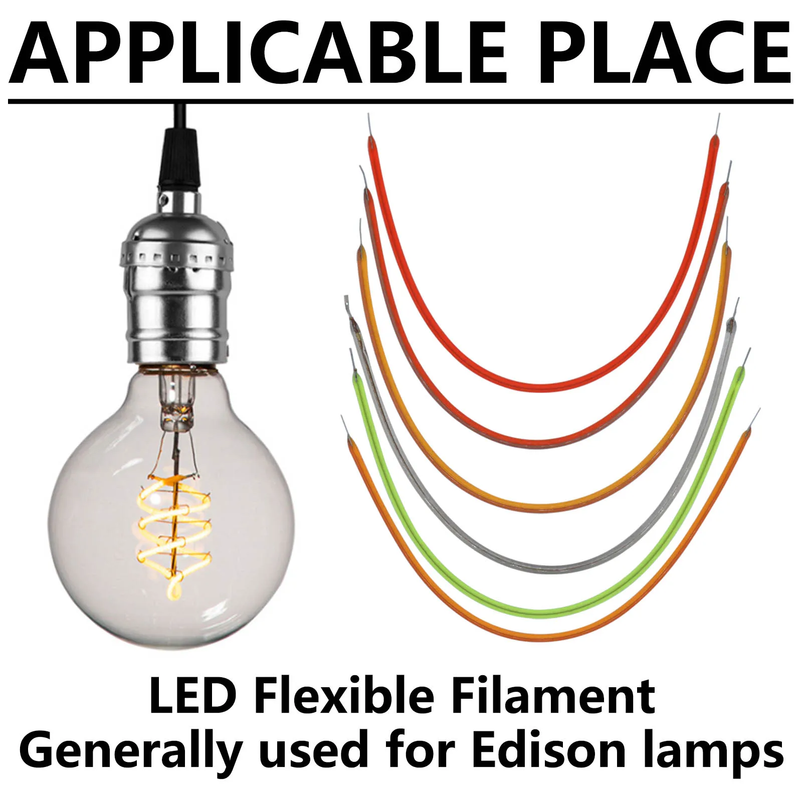 Filament LED Flexible pour décoration de noël, 145MM, dc 3v, 100ma, rouge, bleu, vert, rose, pièces d'ampoule rétro Edison