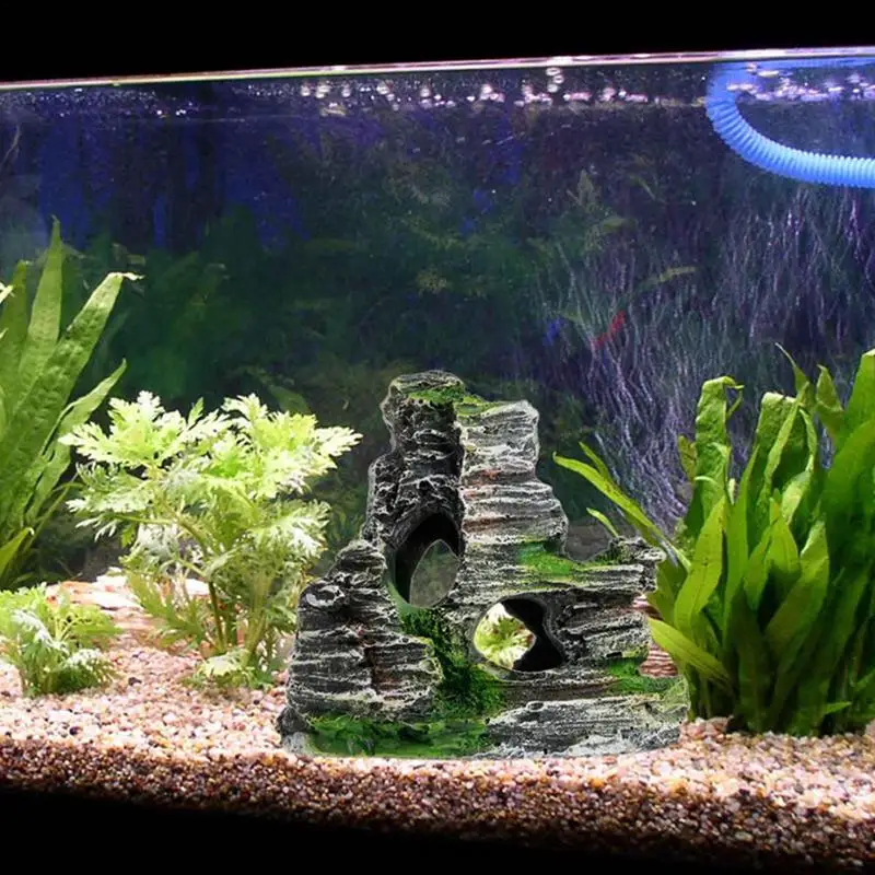 Resin Aquarium Sandstone Decoration Fish Tank Landscaping Rocks Ornaments Fish Shrimp Shelter Aquascape Landscape Aquarium Decor