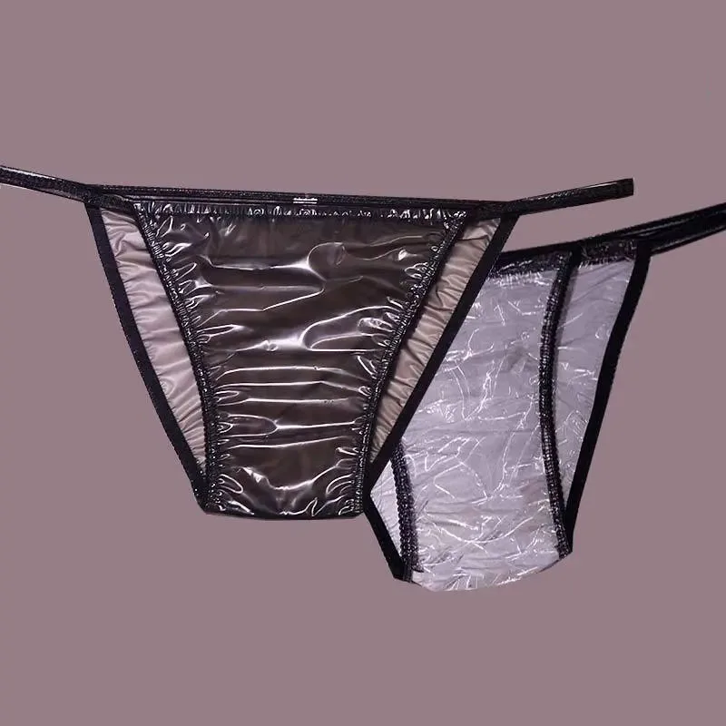 

New Large TPU Plastic Low Waist Briefs Couple Erotic Plastic Triangle Pants Soft See Through Intimates Panties Fetish Underwear
