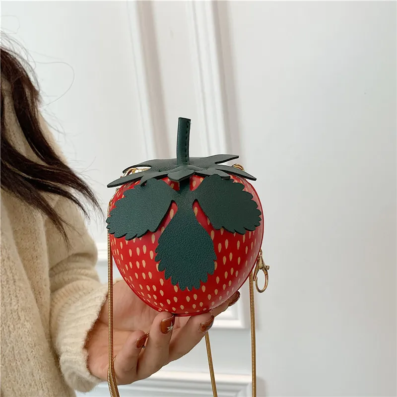 Strawberry Cute Crossbody Bags for Women 2024 Trend Party Fashion Small Round Bag Personalized Cartoon Mini Shoulder Bag Ladies