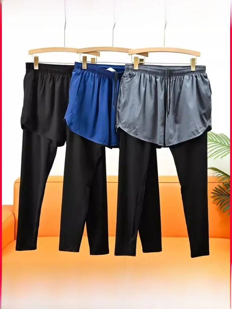 

New American Sle Outdoor Two-In-One Qui Dry Elastic Breathable Running Training Men's Sport Casual Pants Autumn Season