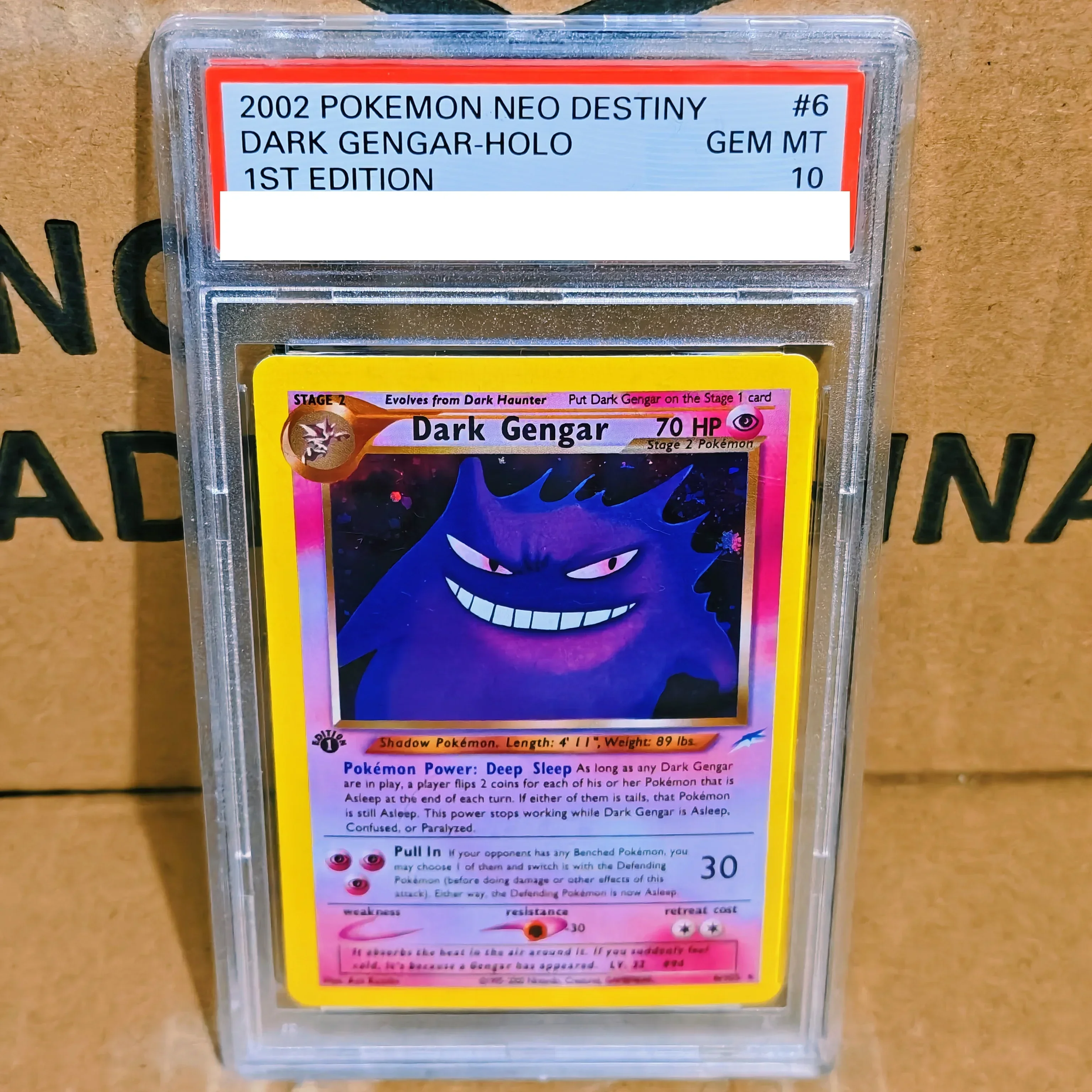 DIY Collection Card Rating Card 2002 NEO DESTINY #6 Dark Gengar Holo 1ST Copy 10Points Rating Card Anime Game Card Gift Toy