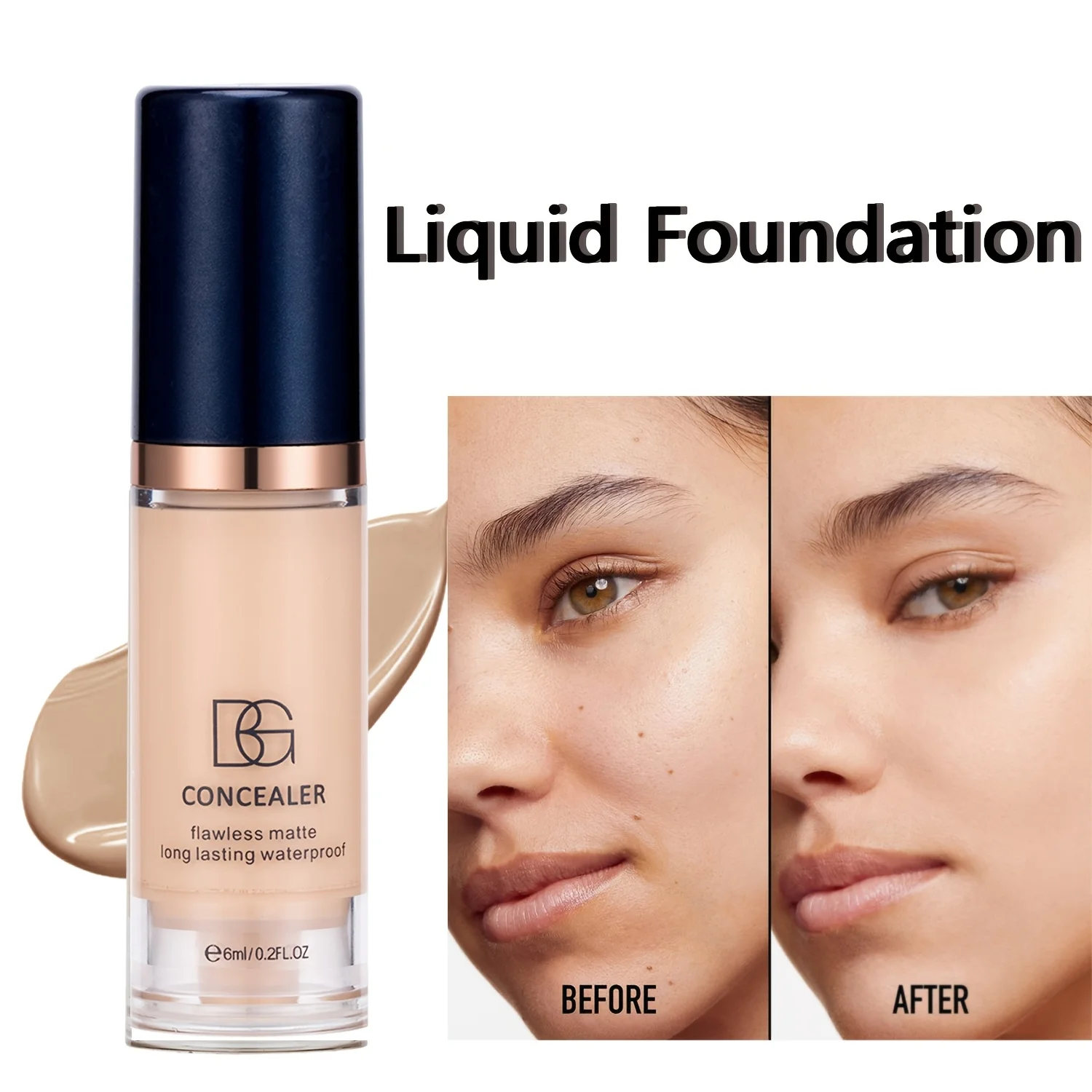 BEAUTY GLAZED 2-teiliges Make-up-Set, Concealer und flüssiges Foundation-Set, vollständige Abdeckung, wasserfest, langlebig, natürlicher Look, dunkler Kreis