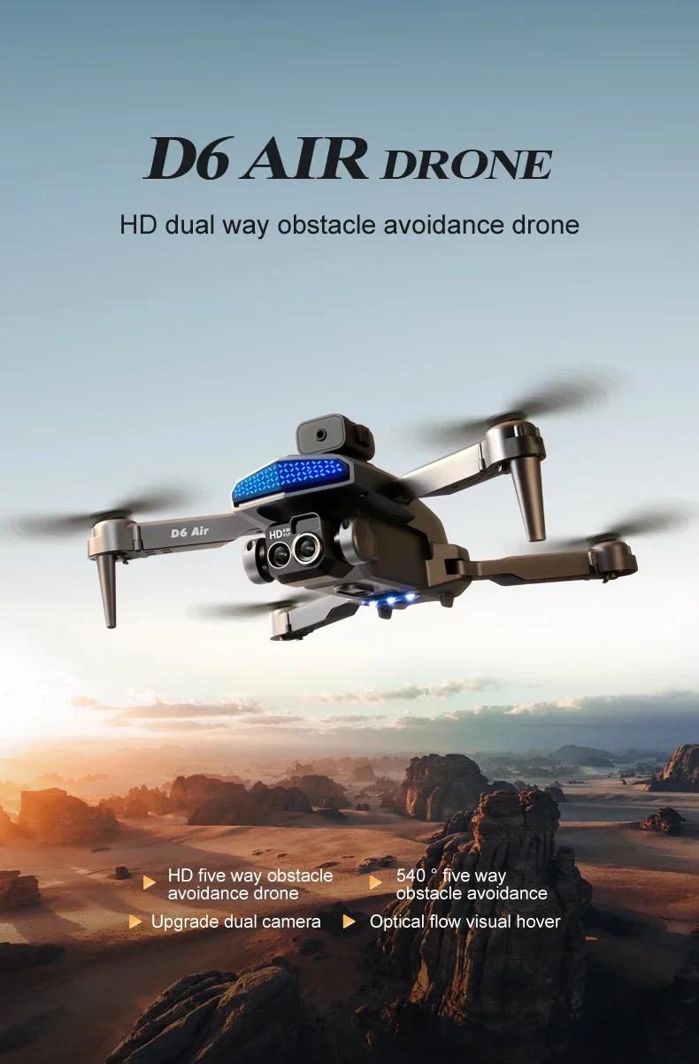 Hot D6 Mini Drone 4k Profesional HD Camera Dual Camera Photography Obstacle Avoidance Brushless Foldable Quadcopter RC Toys