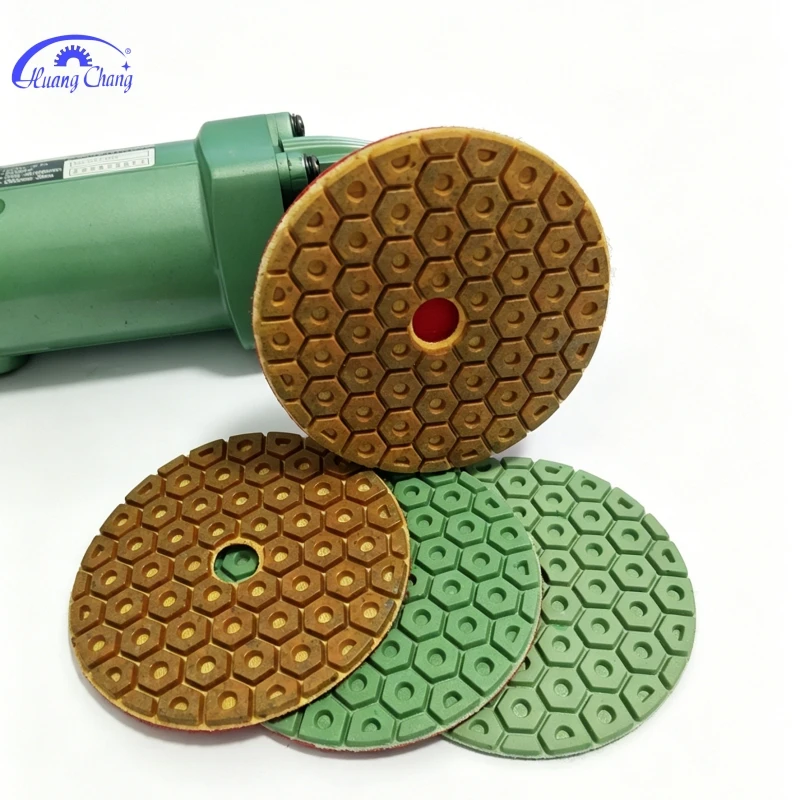 

HuangChang 5pcs 4 Inch/100mm Sharp Diamond Polishing Pads #1-#4 Resin Bond Wet Grinding Pad for Marble Granite Quartz Stone