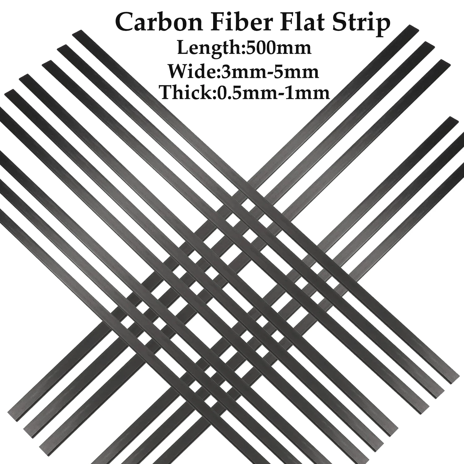 5pcs Pultruded Carbon Fiber Flat Solids Strip 500mm Length 0.3/0.5/0.6/0.8/1mm for RCs Airplane DIY Quadcopter Drone Parts