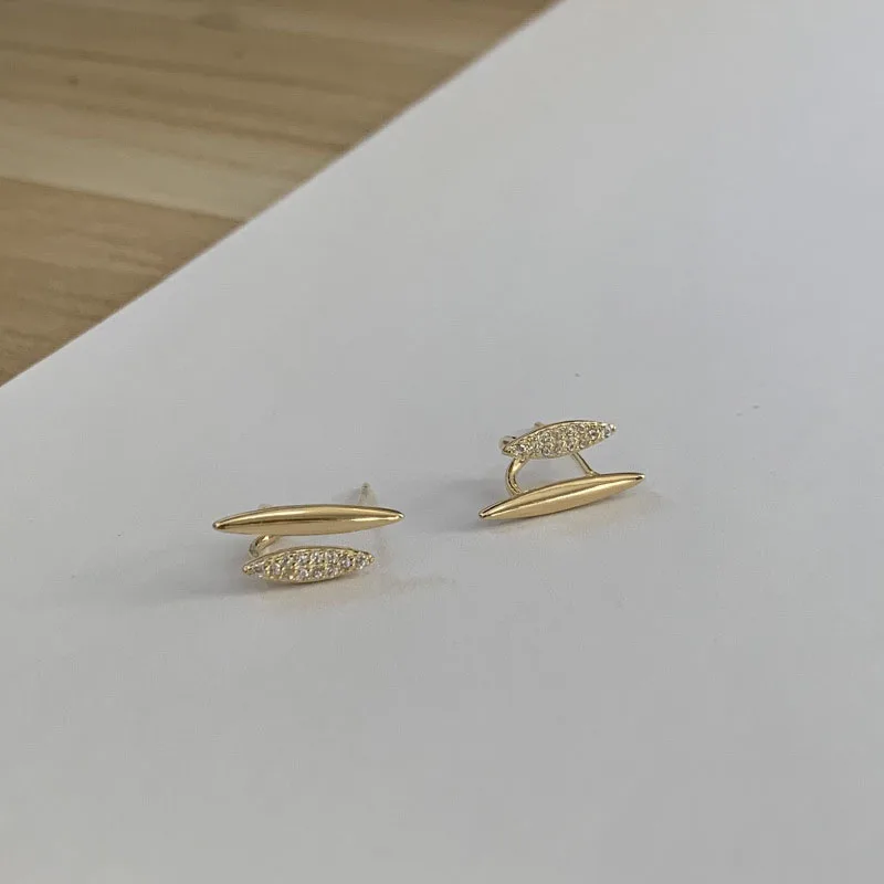S925 Sterling Silber Französisch Doppel Zirkon Ohrstecker Sanftes Temperament Sanfter Schmuck Paar Jahrestag Geschenk Heißer Verkauf