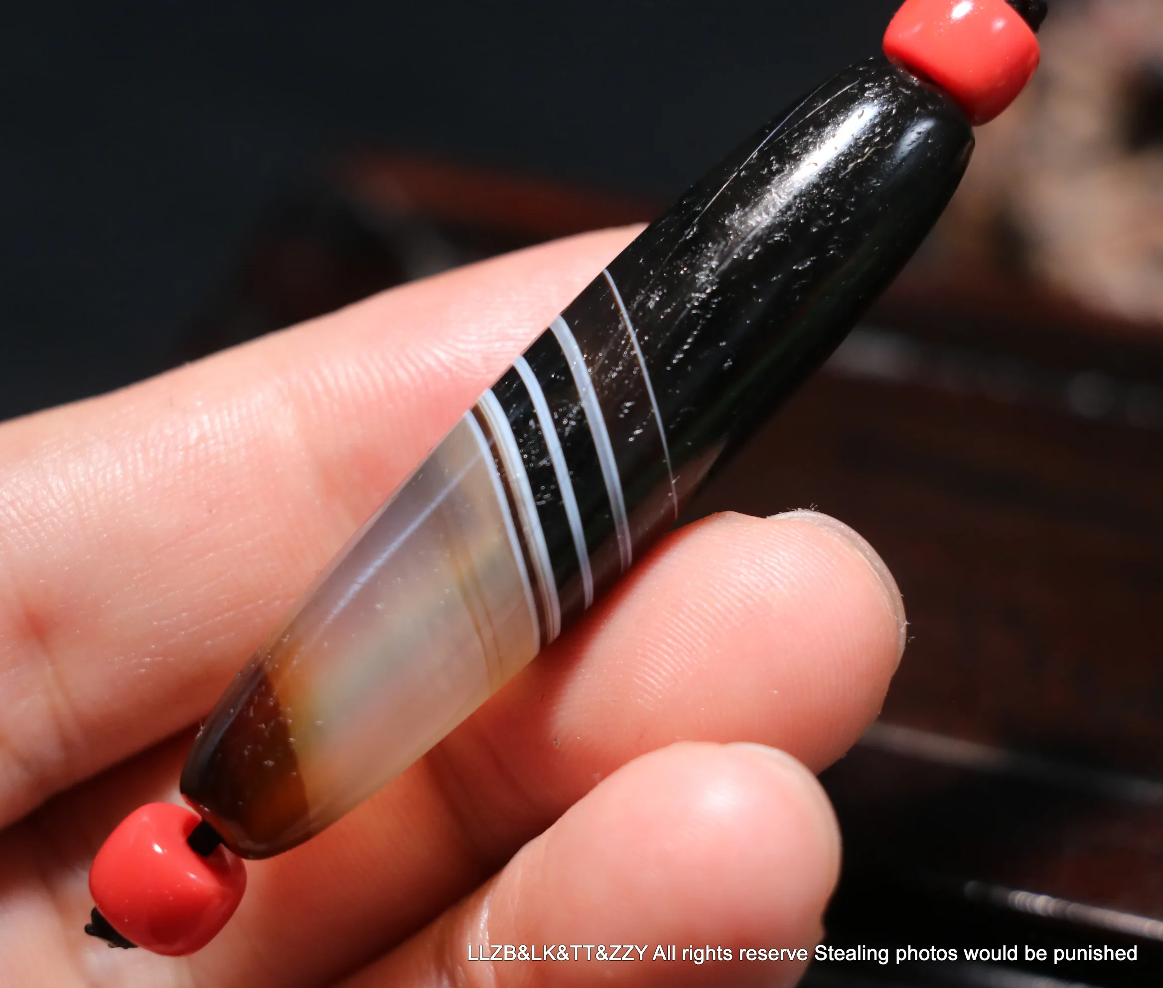 

Energy Tibetan Old Agate Silkworm Stripes dZi Bead Amulet 5A+ Be Rich Pendant TIMESTOWN UPD0621A14