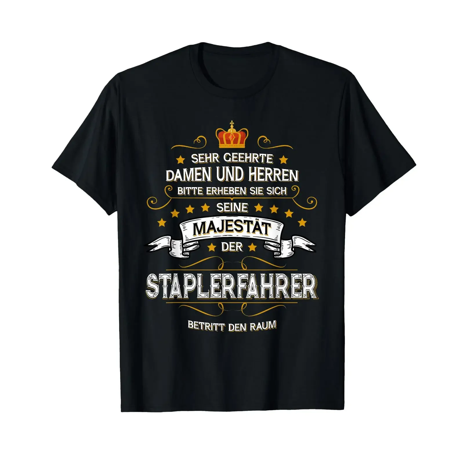 Men's T Shirt with German Text Seine Majestät der Forklift Driver Betritt den Raum vintage Washed Casual fashion Unisex homme