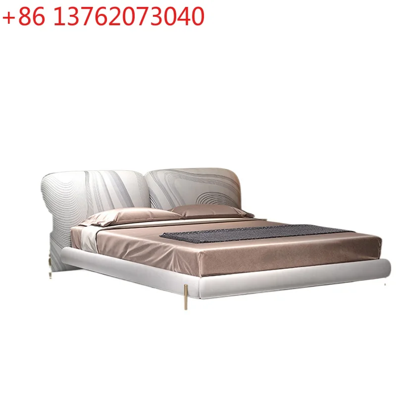 

Light luxury simple luxury frosted leather bed, minimalist 1.8 meters double bed master bedroom Nordic ins princess bed