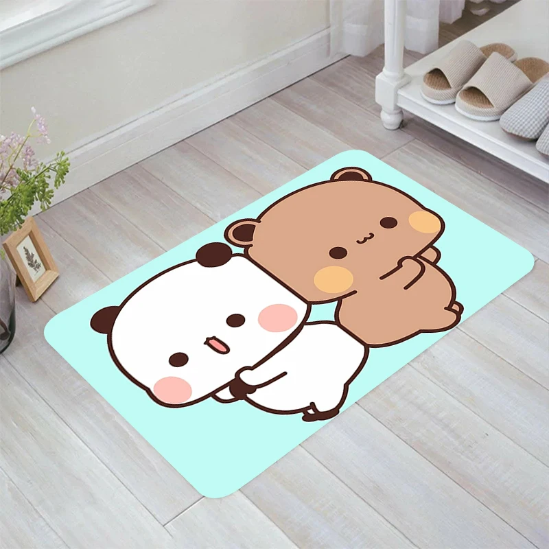 Cute Panda Bubu and Dudu Floor Mat Carpet Entrance of House Home Aesthetic Room Decoration Carpets Kitchen Rug Rugs Balcony Foot