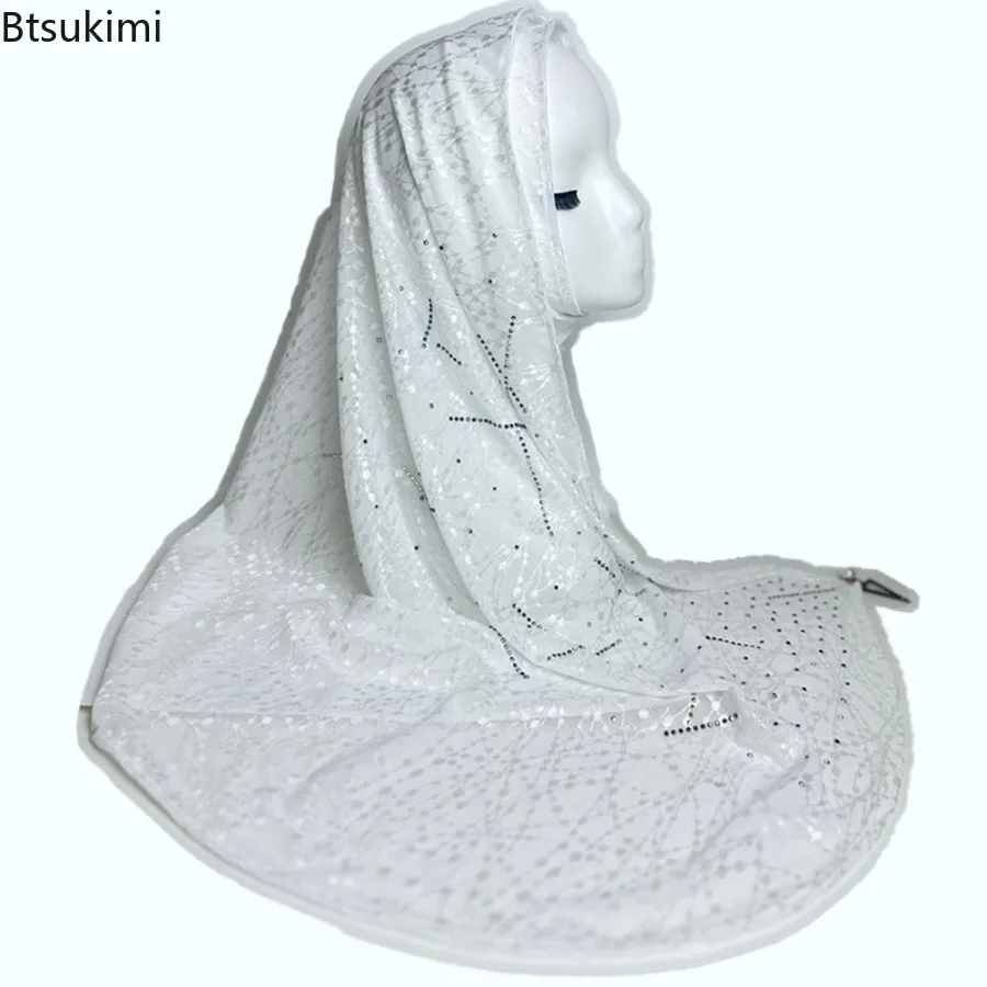 Nouveau femmes musulmanes Hijabs Premium brillant strass écharpe malaisie châle élégant foulard musulman enveloppes doux Turban bandeau châle