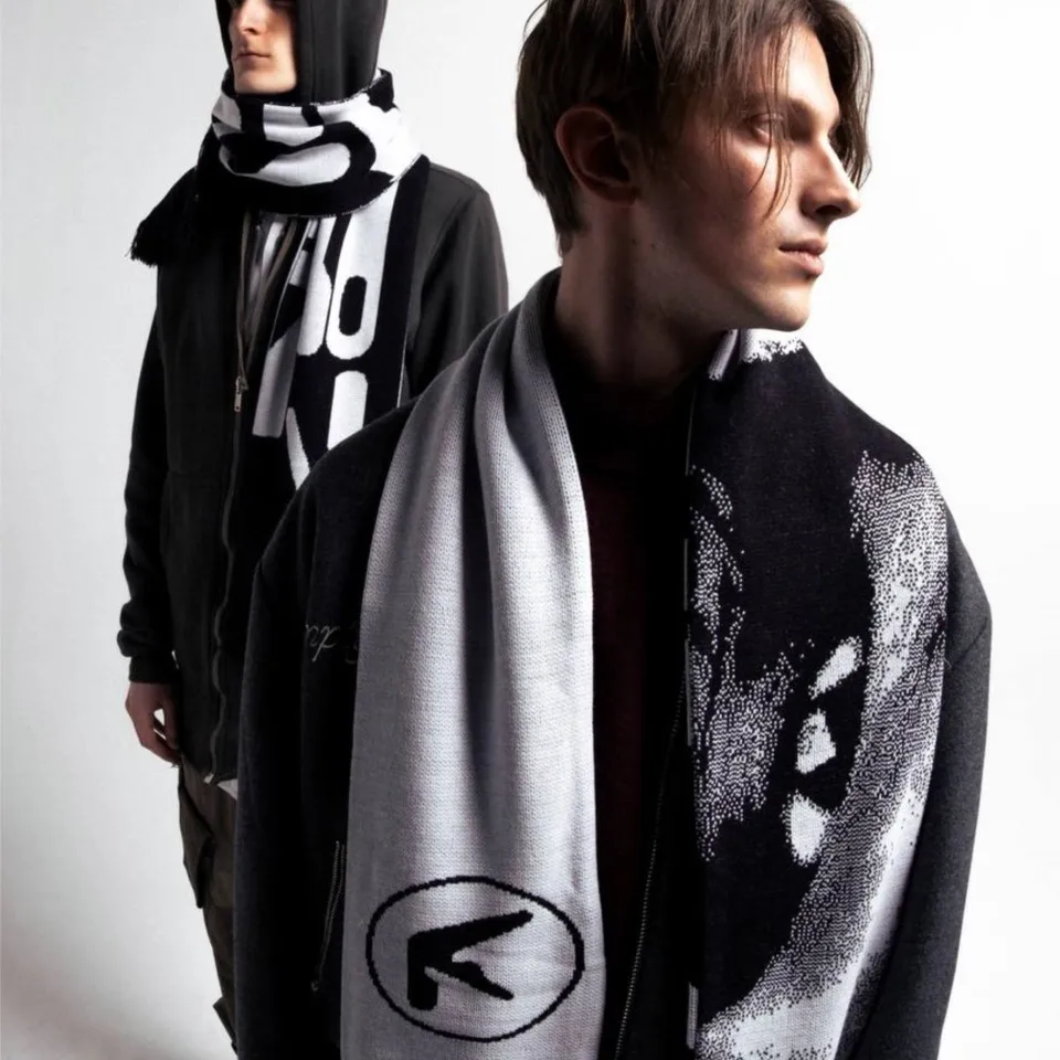 Punk Aphex Twin Scarf KnittingHip Hop Men's Streetwear Harajuku