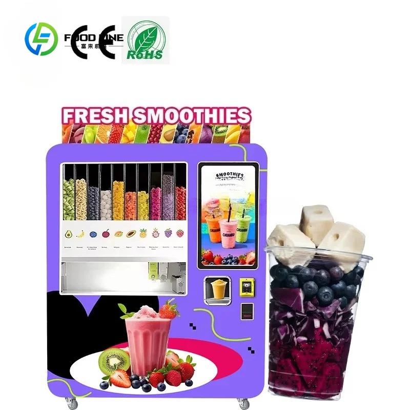 Customized Smart Self-Service Fresh Fruit Smoothie Vending Machine with 32-inch Touch Screen & Multi-Payment Options