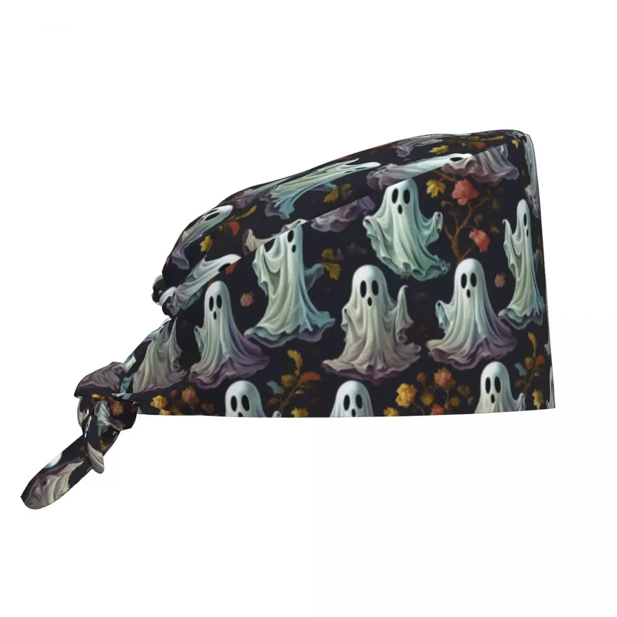 Custom Halloween Ghost Pattern Working Cap Surgical Hats Women Men Operating Room Cap Nursing Cap Lab Works Hat