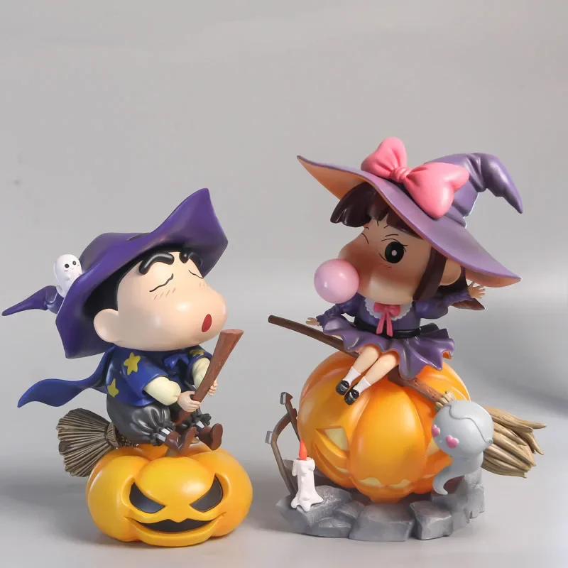 17cm Pvc Crayon Shin-chan Pumpkin Halloween Magic Shin-chan Figure Can Light Up Cute Girl Birthday Gift Model Ornament  Gifts