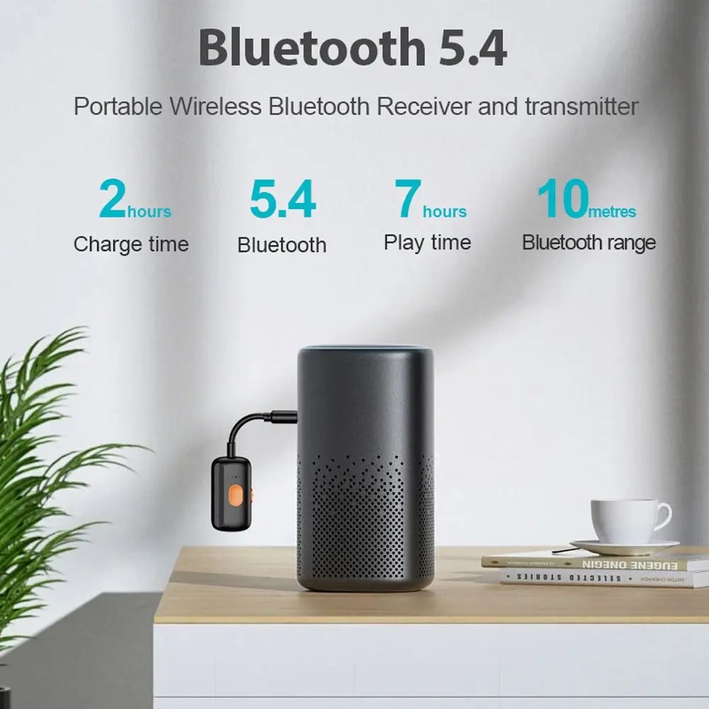 2 em 1 receptor sem fio Bluetooth 5.4 portátil adaptador de áudio sem fio Bluetooth 3,5 mm AUX conexão rápida