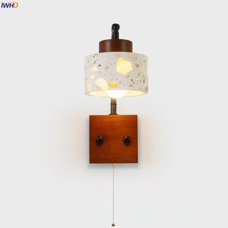

IWHD Mid Century Modern LED Wall Lights For Home Lighting Living Room Stair Pull Chain Switch Terrazz Bedroom Lamp Lampara Pared