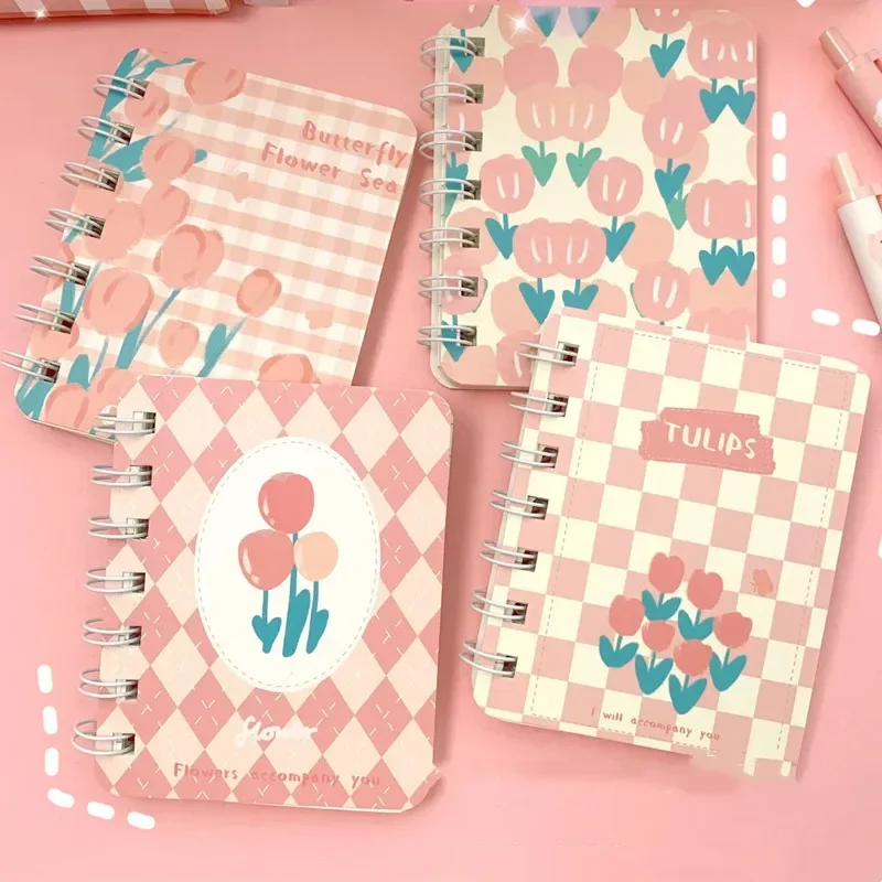 1pc Random Mini Pocket Notepad Retro Floral Cute Flower Small Notebook A7 80 Sheet Journal Kawaii Stationery Scrapbooking Diary