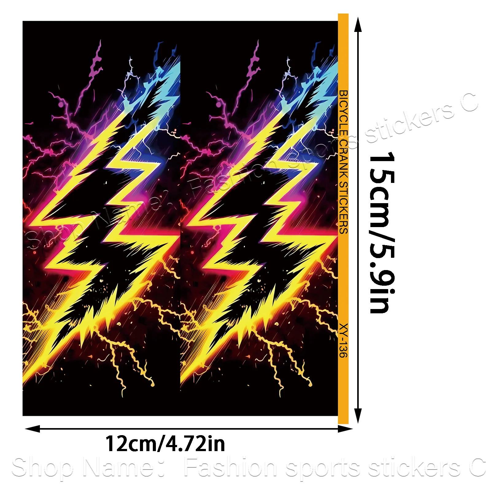 1Pair Color Lightning Bike Crank Stickers, Waterproof Scratch-Resistant Decals for Road Bike Crank Decor, Holiday Gift