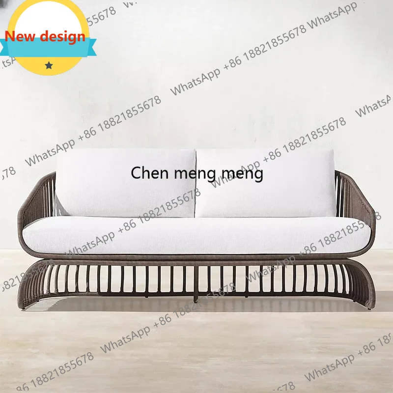 

D80 Italian Style Waterproof and Sunscreen Designer Garden Sofas Rattan Weaving Modern Garden Sofa Art Outdoor Furniture Divano