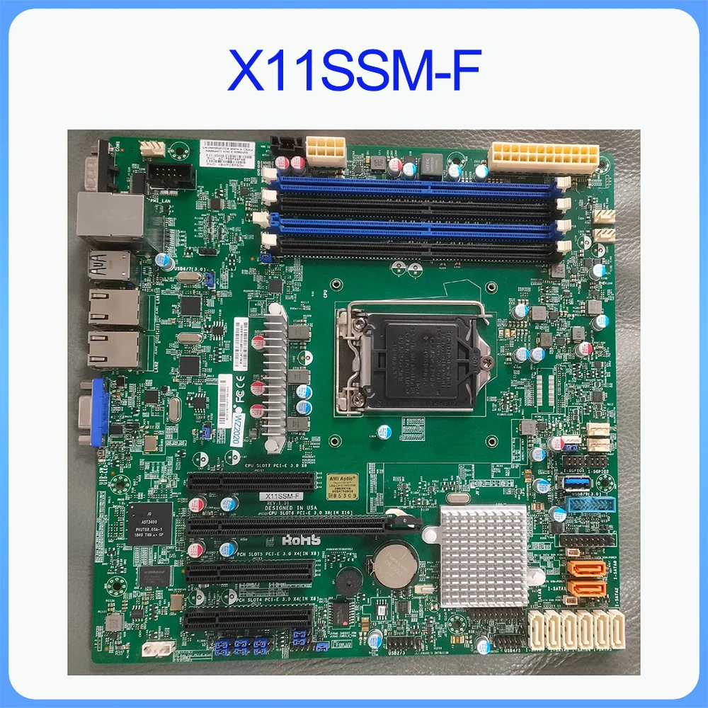 For Supermicro Server Motherboard E3-1200 v6/v5 7th/6th Gen. Core i3 Series 8 SATA3 (6Gbps) IPMI 2.0 LGA1151 X11SSM-F