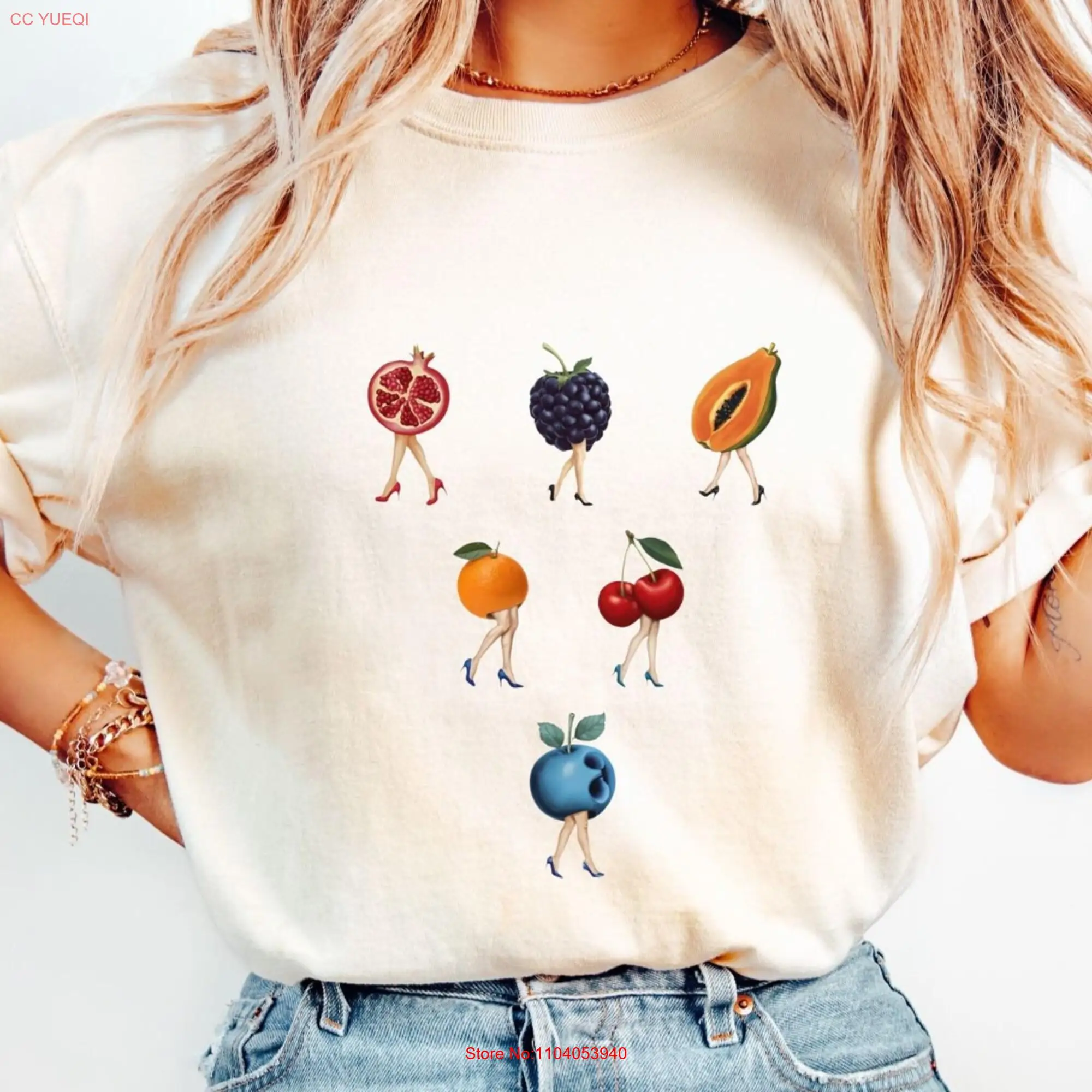 Vintage Fruit T Shirt Trendy Summer Cottagecore clothing Beachy for Best Friend Retro long or short sleeves