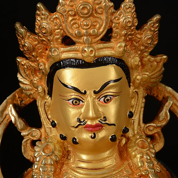 wholesale  #21CM HOME family efficacious Talisman # Buddhism full Gilding Yellow Jambhala Zambala gold Buddha brass statue