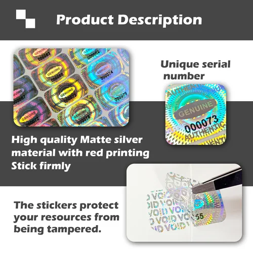 Imagen 2 del producto Pegatina a prueba de manipulaciones de holograma de 3x1,7 cm, etiqueta de sellado de seguridad genuina de Origina, pegatina vacía de garantía con número de serie único