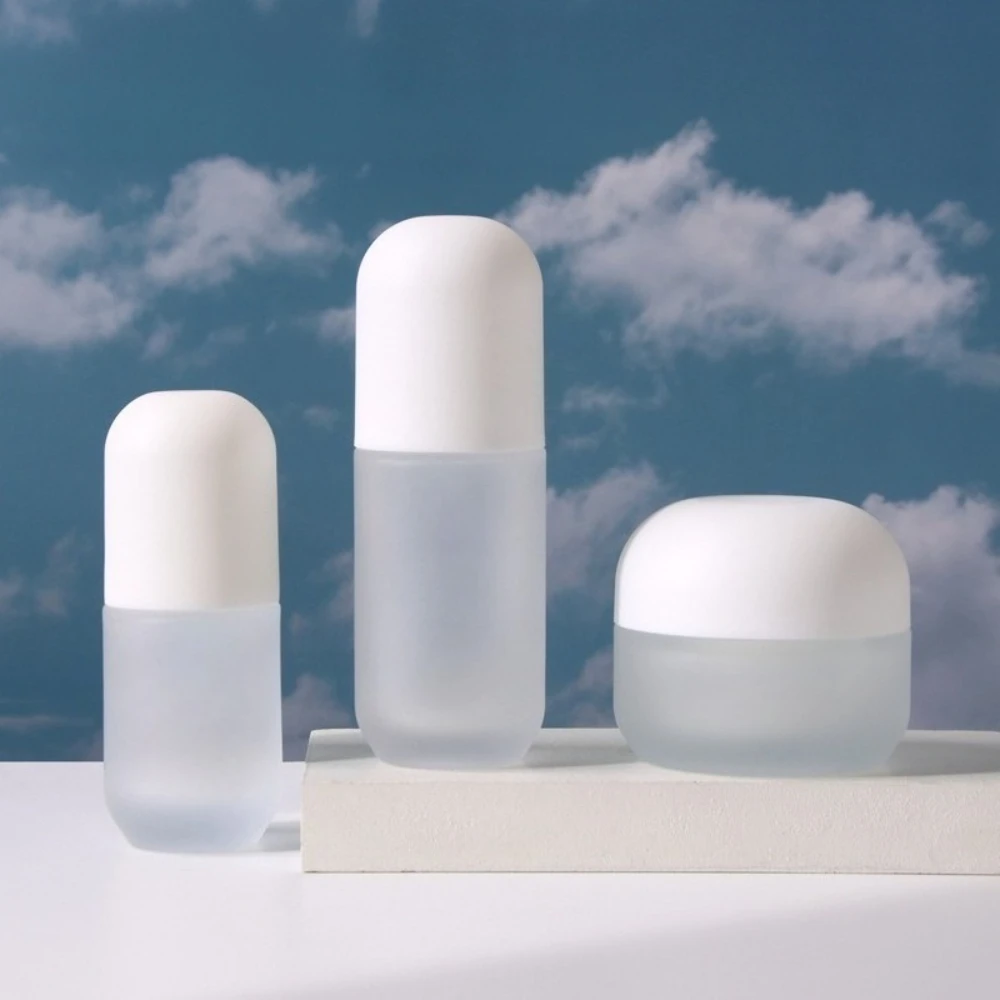 6 Stück tragbare nachfüllbare Flaschen, Kosmetikbehälter für flüssige Foundation, Milchglas-Lotion-Pumpflasche, Druckspender – Detail 2