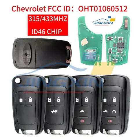 Jingxin OHT01060512 Remote Car Key 2/3/4/5BT Fob 315/433MHz ID46 for Chevrolet Cruze Camaro Malibu Sonic Opel GMC Car Keys logo