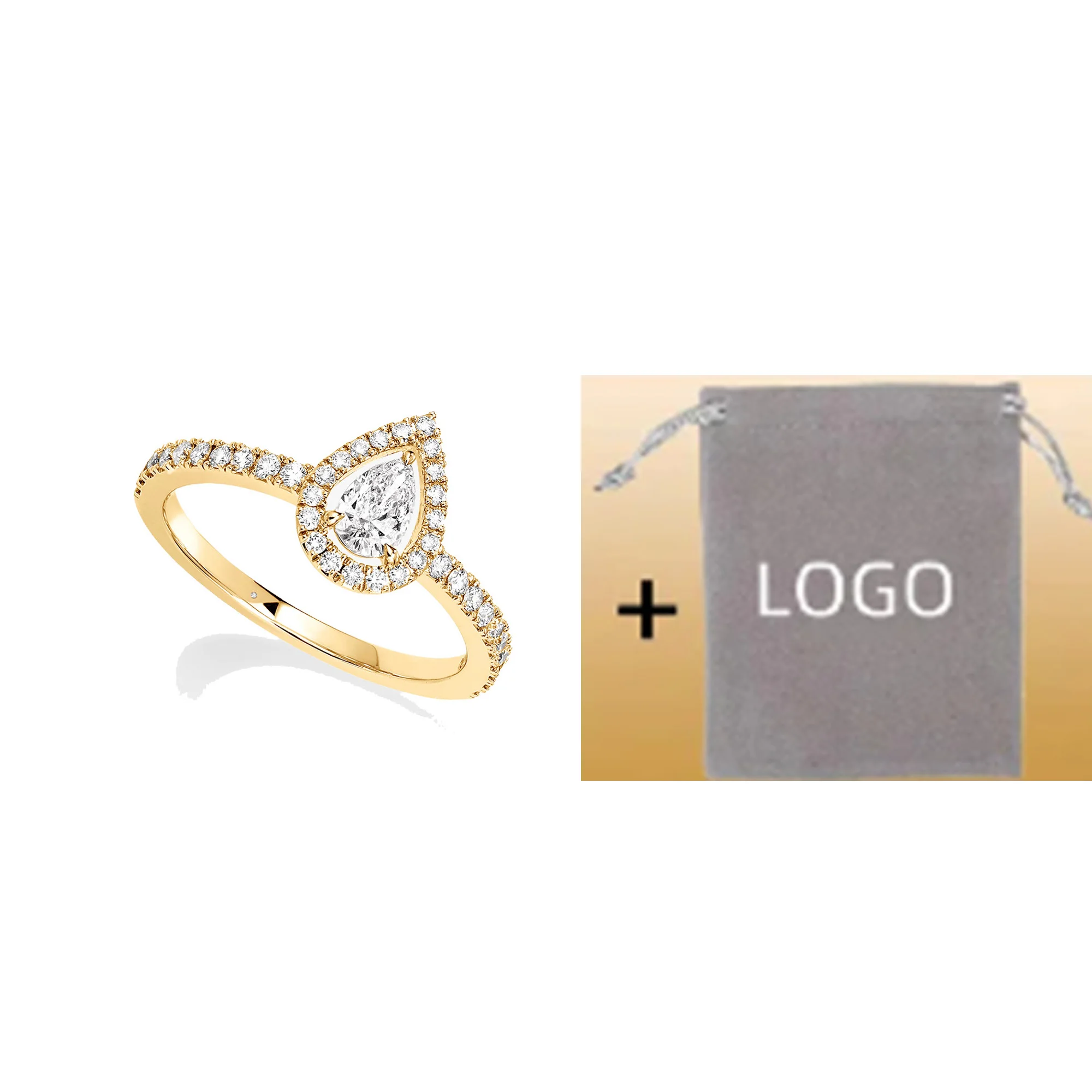 

2024 release of new sterling silver s925 JOY pear cut diamond niche personalized luxury couple ring for women