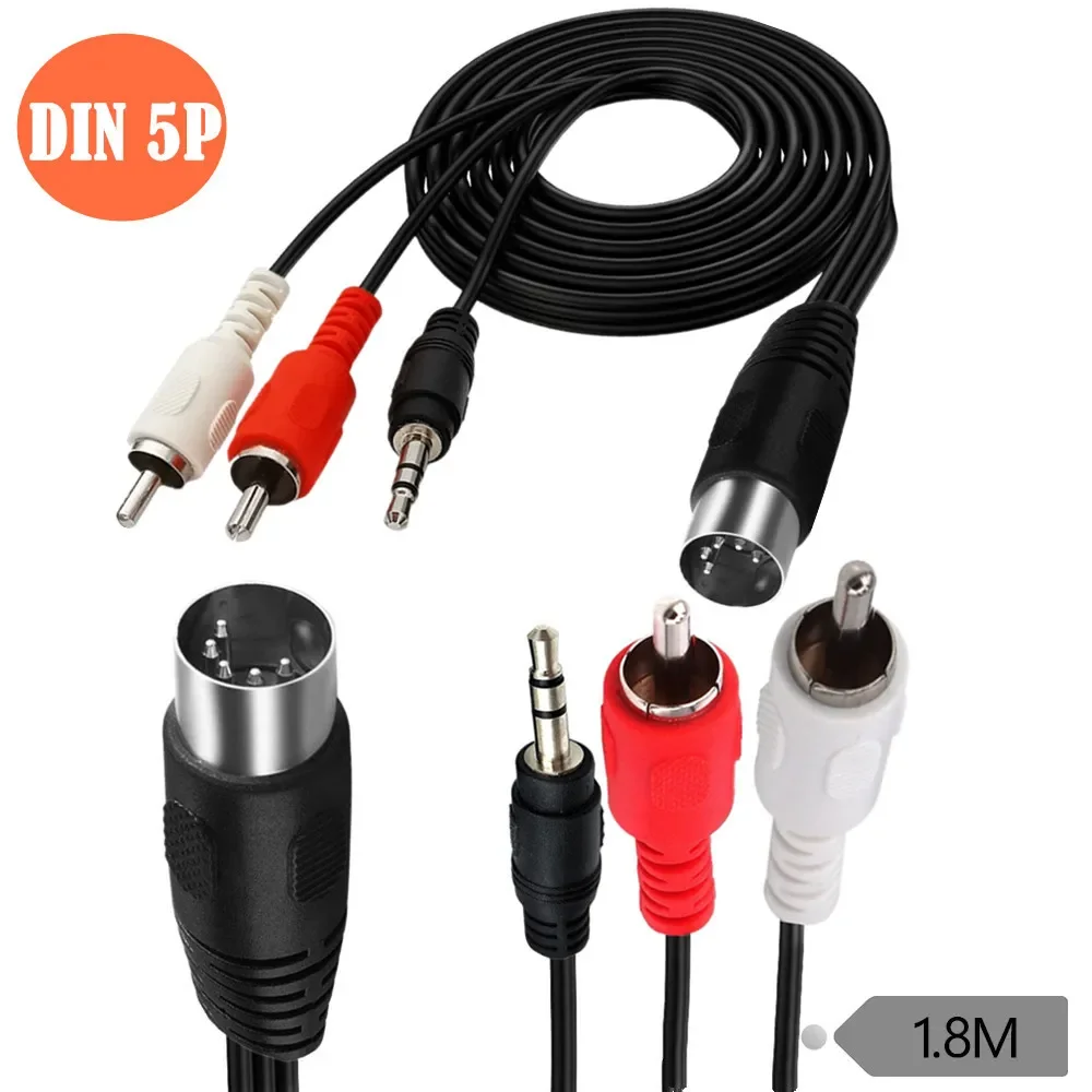 5 Pin DIN Cable 5Pin DIN Male To 2RCA Male 3.5 3.5mm 3Pole Male Audio Cable Equipment For Bang Olufsen Naim Quad Stereo Systems