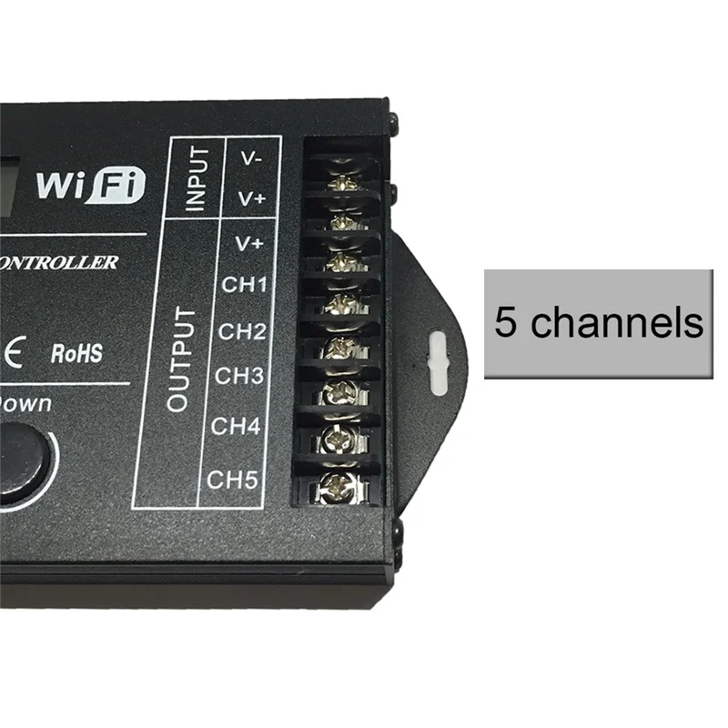 ABZV-DC 12v 24v wifi rgb tempo programável controlador led tc421 5 canais 20a ânodo comum programável led strip dimmer