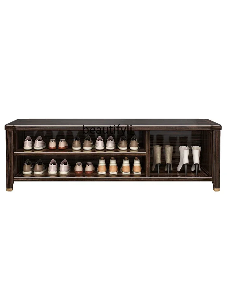 New Chinese Style Ugyen Wood Solid Wood Shoe Cabinet Shoe Changing Stool Shoe Rack Light Luxury Home Stool