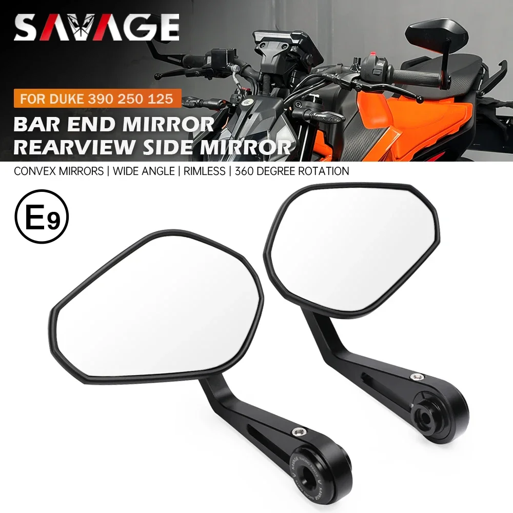 Duke 390 Handlebar End Mirror E9 For 390 DUKE 250 125 Motorcycle Side Bar End Rearview Mirrors Wide Vision Rotation Duke390 