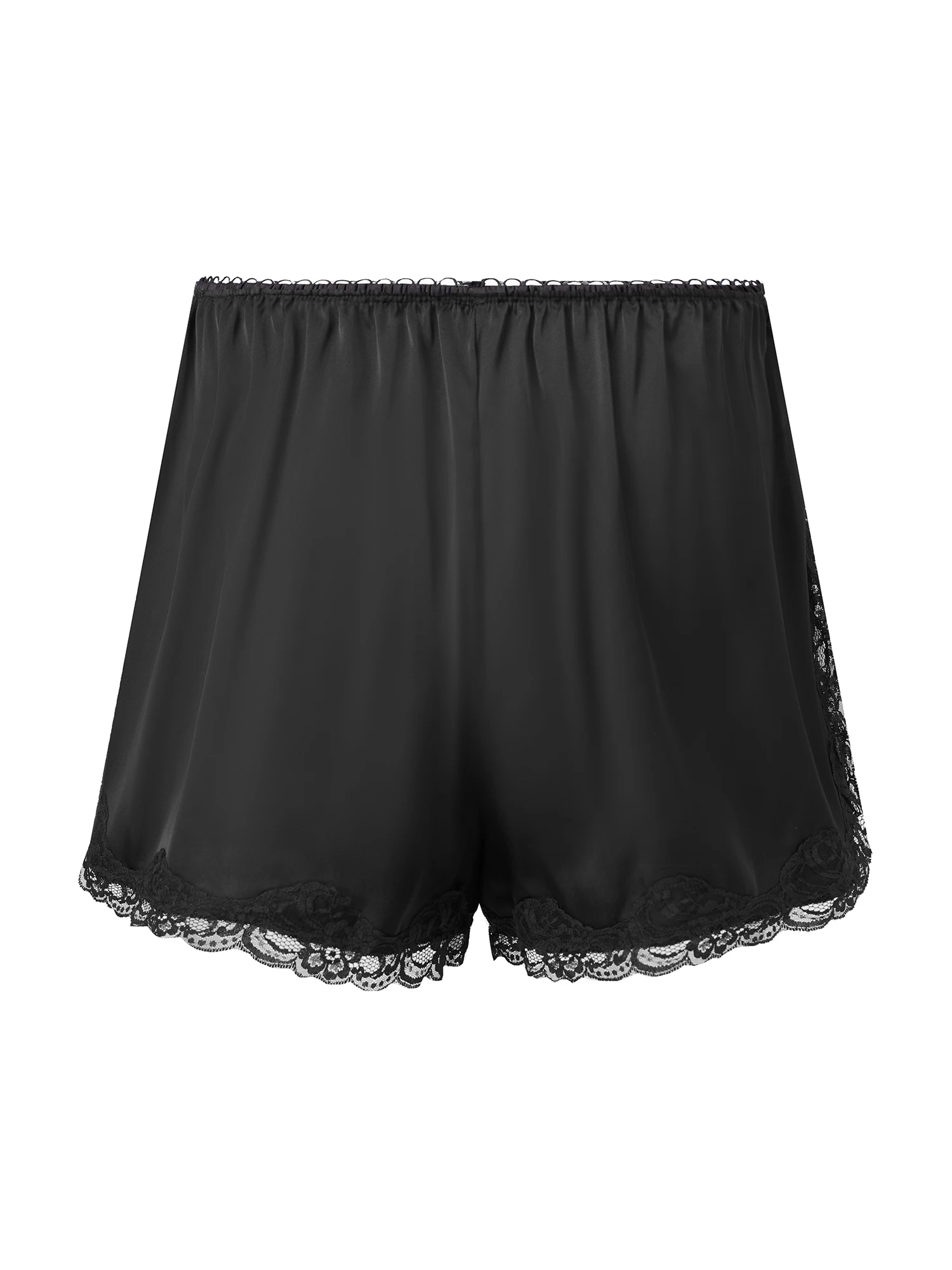 Elegante pigiama da donna con bordi in pizzo e comoda cintura elastica per rilassarsi a casa o rilassarsi in stile